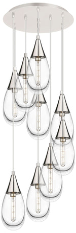 Newton Sphere 27.25"W 12 Light Brushed Brass Multi Pendant w/ White Sh