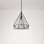 Geometrical Lantern Classic Island Pendant Lights Metal Fabric Ceiling Light