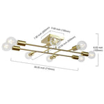 8-Light Antique Brass Vintage LED Semi Flush Mount Ceiling Light