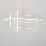 31.5'' Three-Part Futuristic Square Rectangular Hybrid Aluminum Chandelier with Capable Ambient Lights