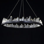 Circular Metal Crystal LED Adjustable Modern Pendant Lighting Chandelier