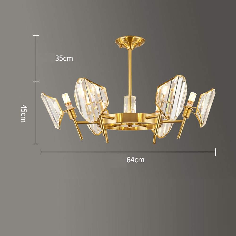 Brass Ring Frame Crystal Chandelier -Gold Metal, Crystal Accents Pendant Lights