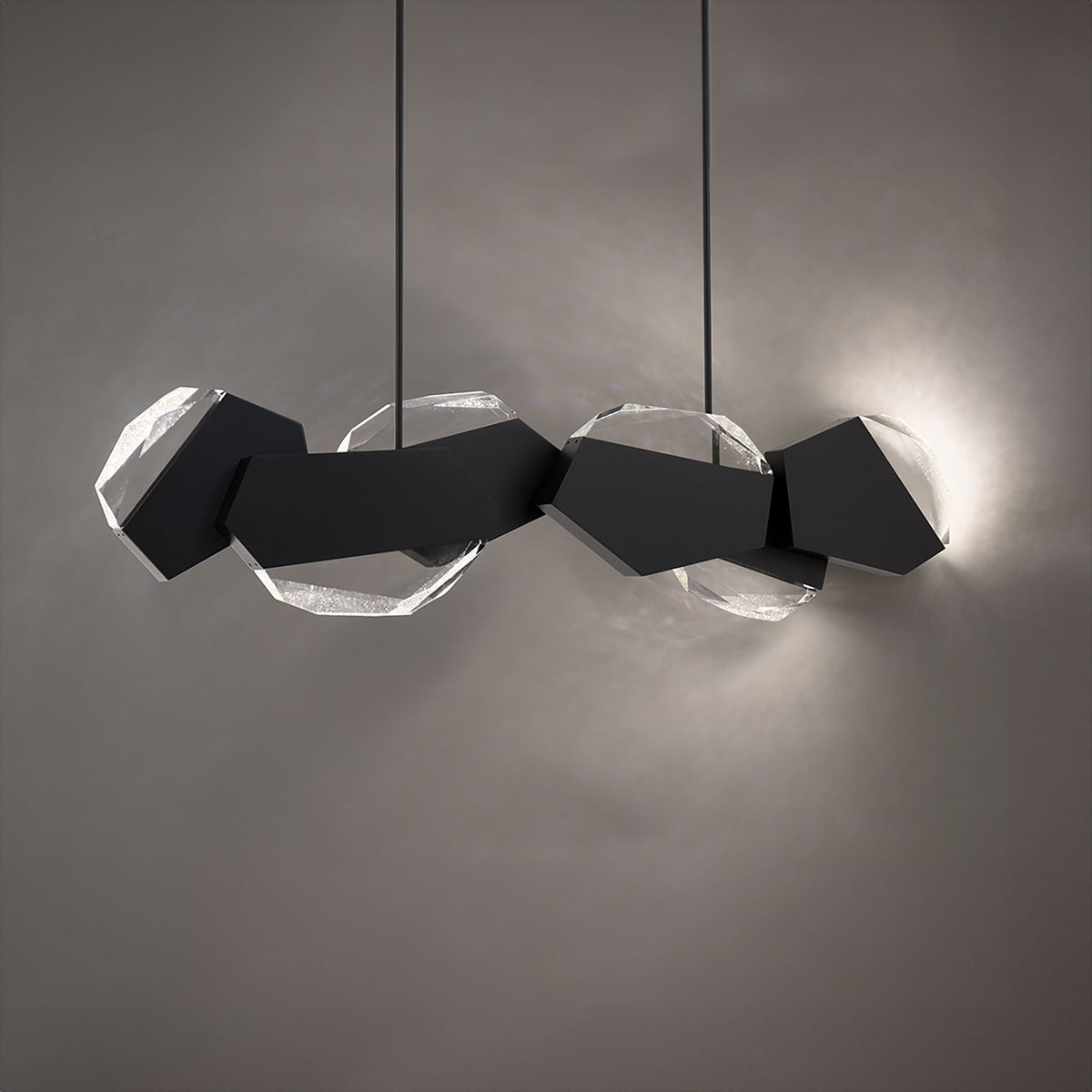 Palisade 11.75"H x 47.75"W 6-Light Crystal Linear Pendant in Blac