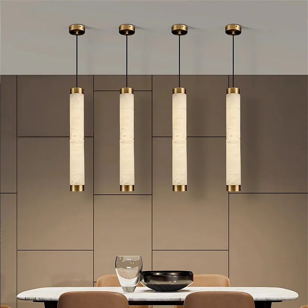 23" Natural Marble Pendant Light