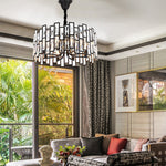 Postmodern Minimalist Living Room Crystal Chandelier with Three-color Led
