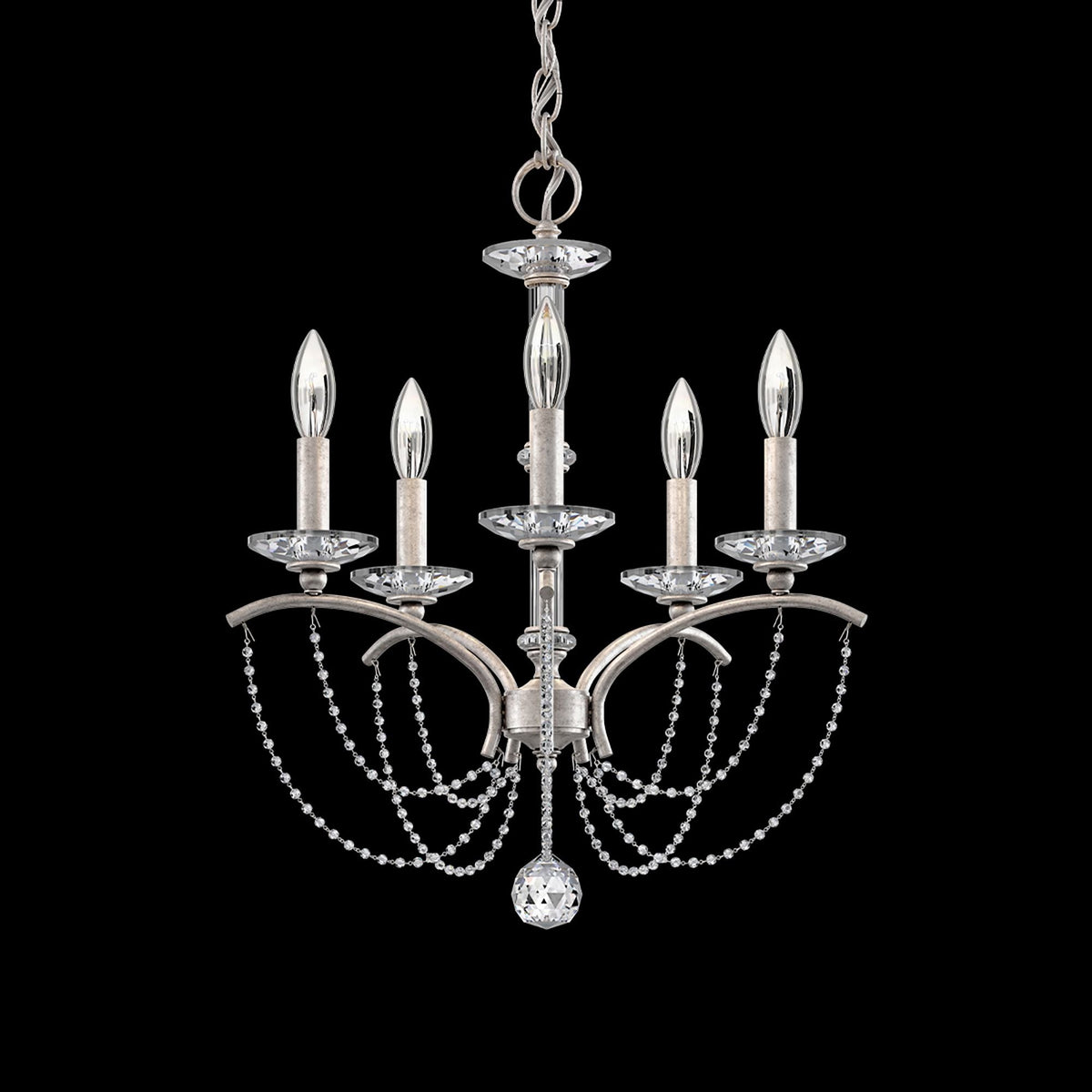 Priscilla 22"H x 18"W 5-Light Crystal Chandelier in Antique Silve