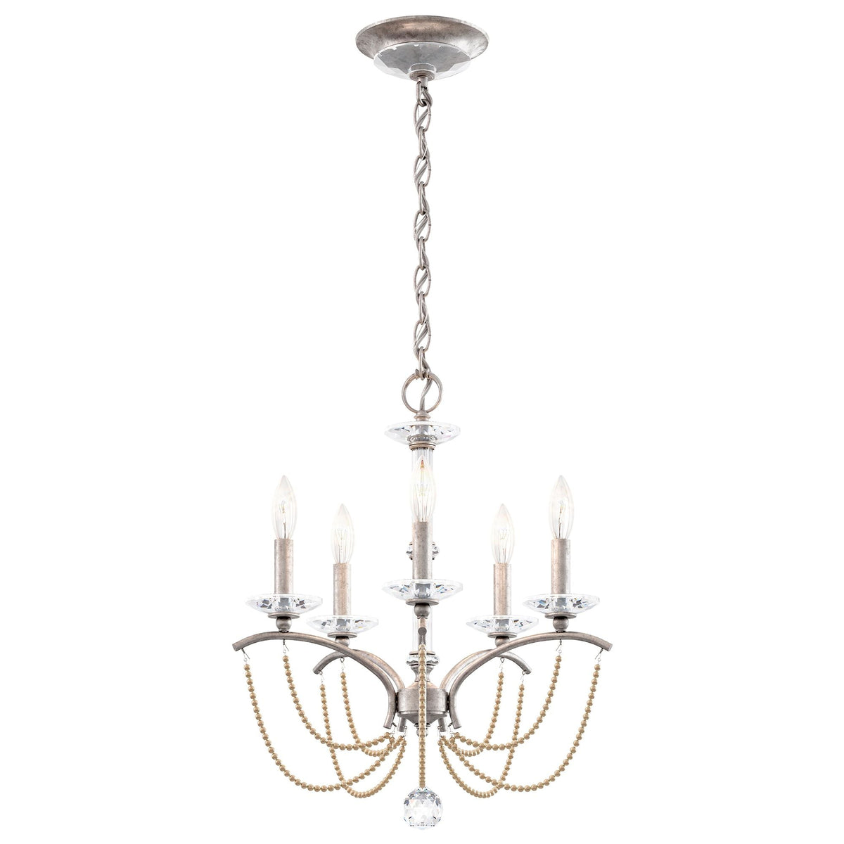 Priscilla 22"H x 18"W 5-Light Crystal Chandelier in Antique Silve