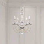 Priscilla 22"H x 18"W 5-Light Crystal Chandelier in Antique Silve