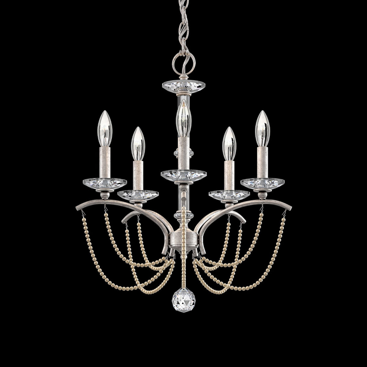Priscilla 22"H x 18"W 5-Light Crystal Chandelier in Antique Silve