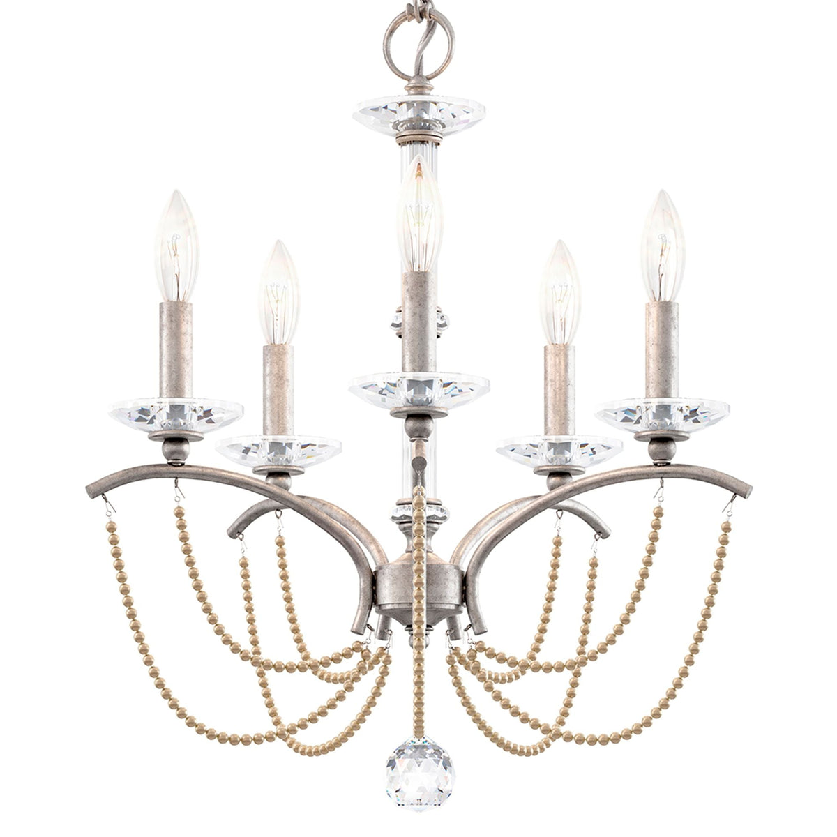 Priscilla 22"H x 18"W 5-Light Crystal Chandelier in Antique Silve