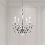Priscilla 22"H x 18"W 5-Light Crystal Chandelier in Antique Silve