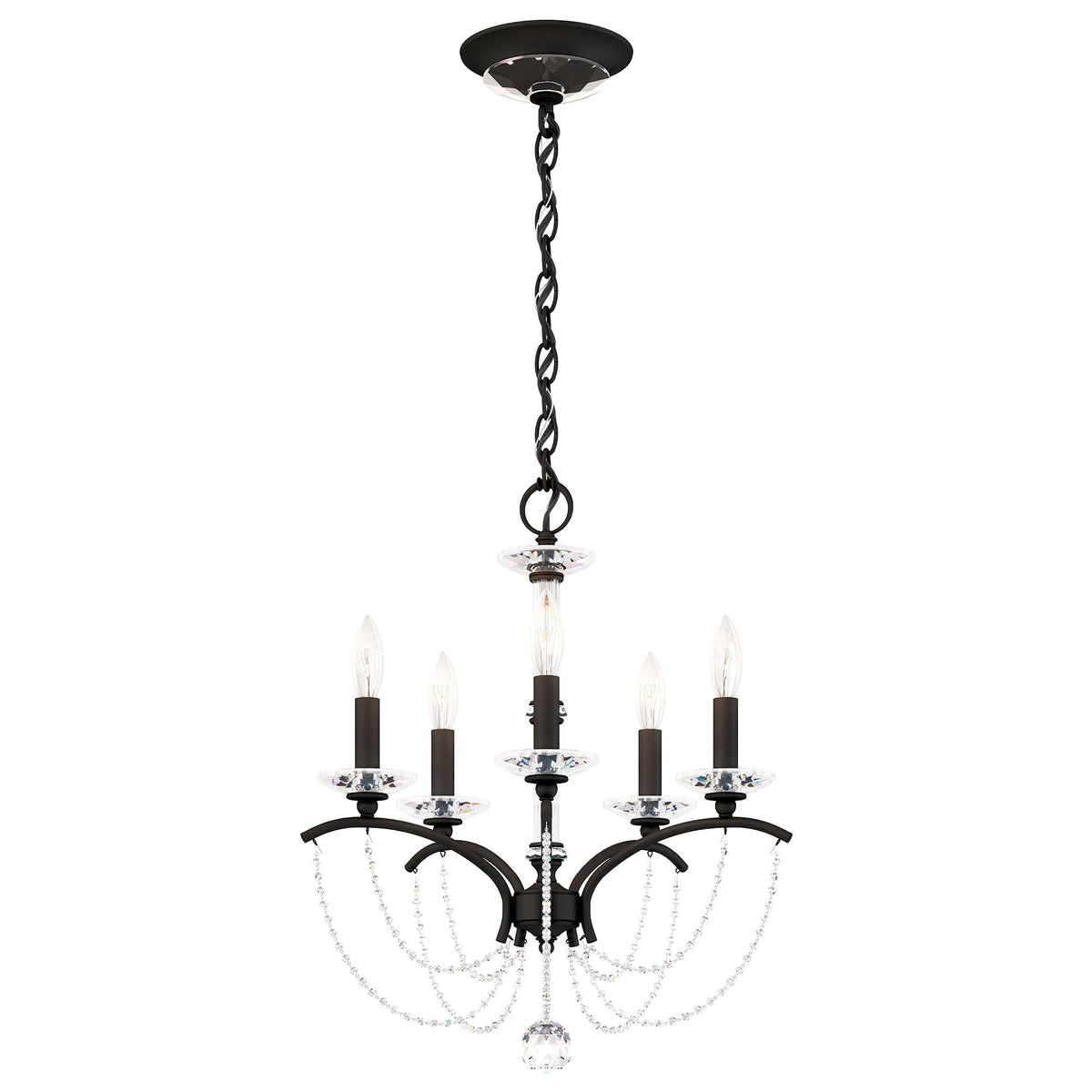 Priscilla 22"H x 18"W 5-Light Crystal Chandelier in Black
