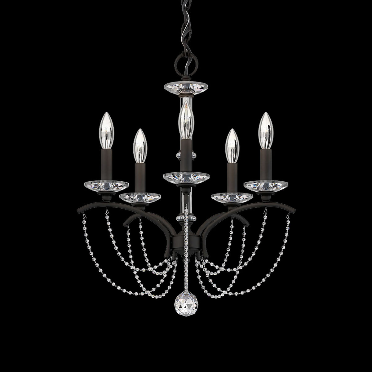 Priscilla 22"H x 18"W 5-Light Crystal Chandelier in Black