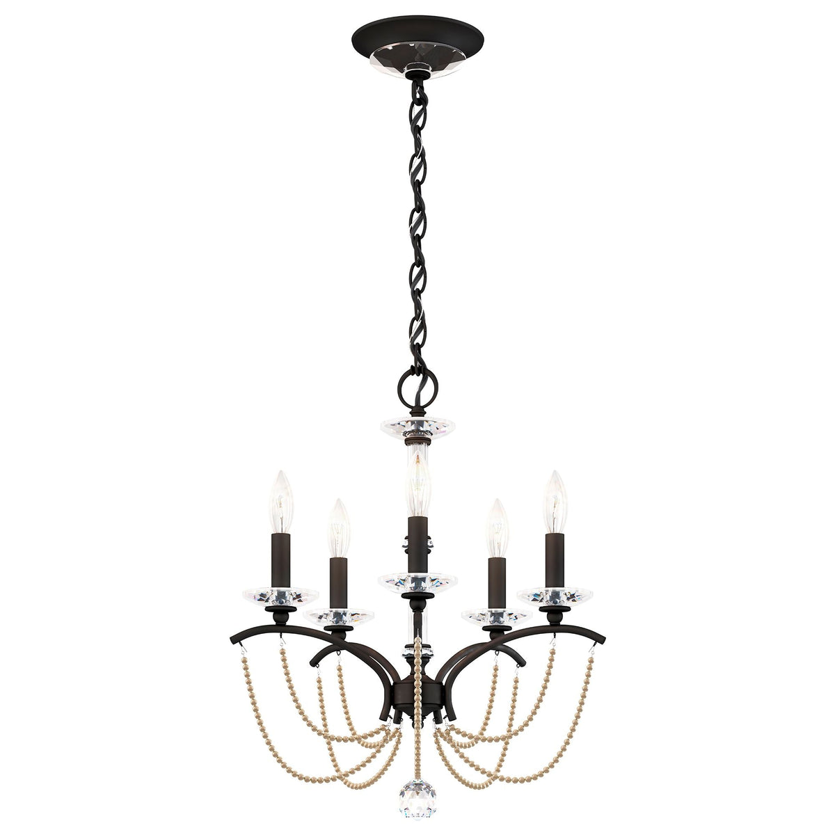 Priscilla 22"H x 18"W 5-Light Crystal Chandelier in Black