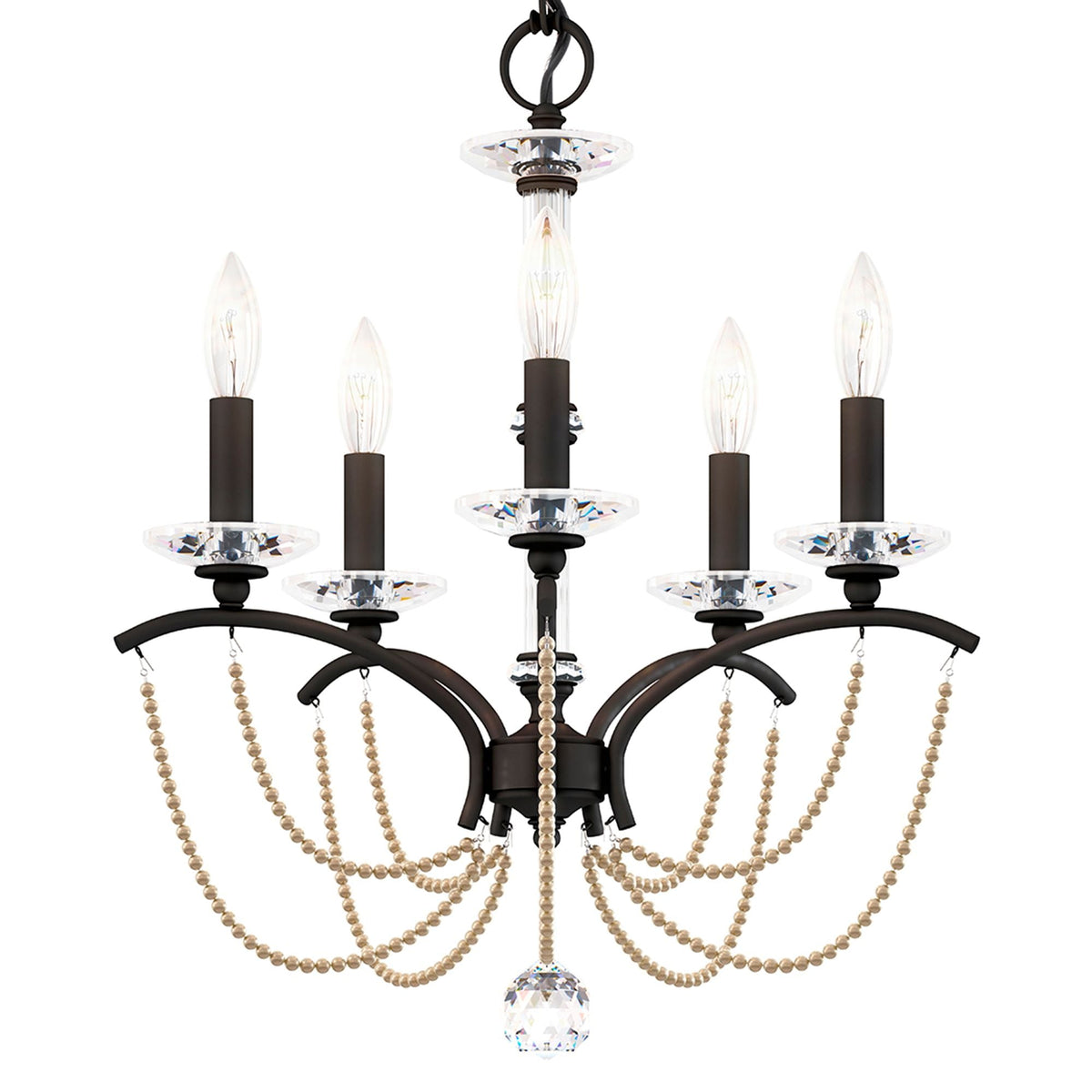 Priscilla 22"H x 18"W 5-Light Crystal Chandelier in Black