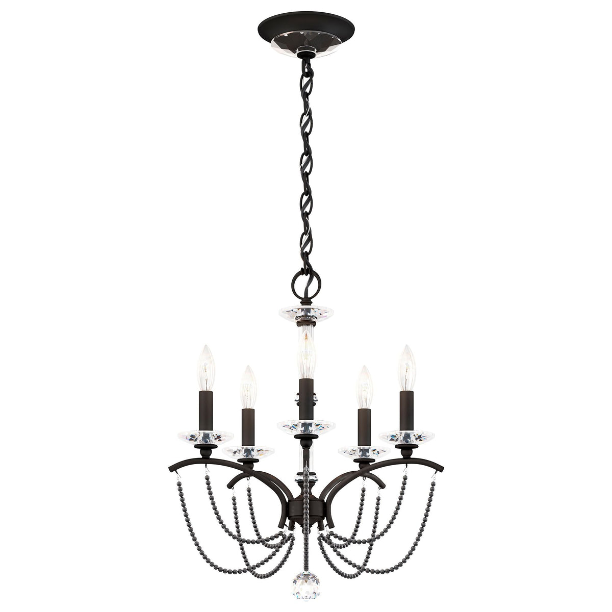 Priscilla 22"H x 18"W 5-Light Crystal Chandelier in Black