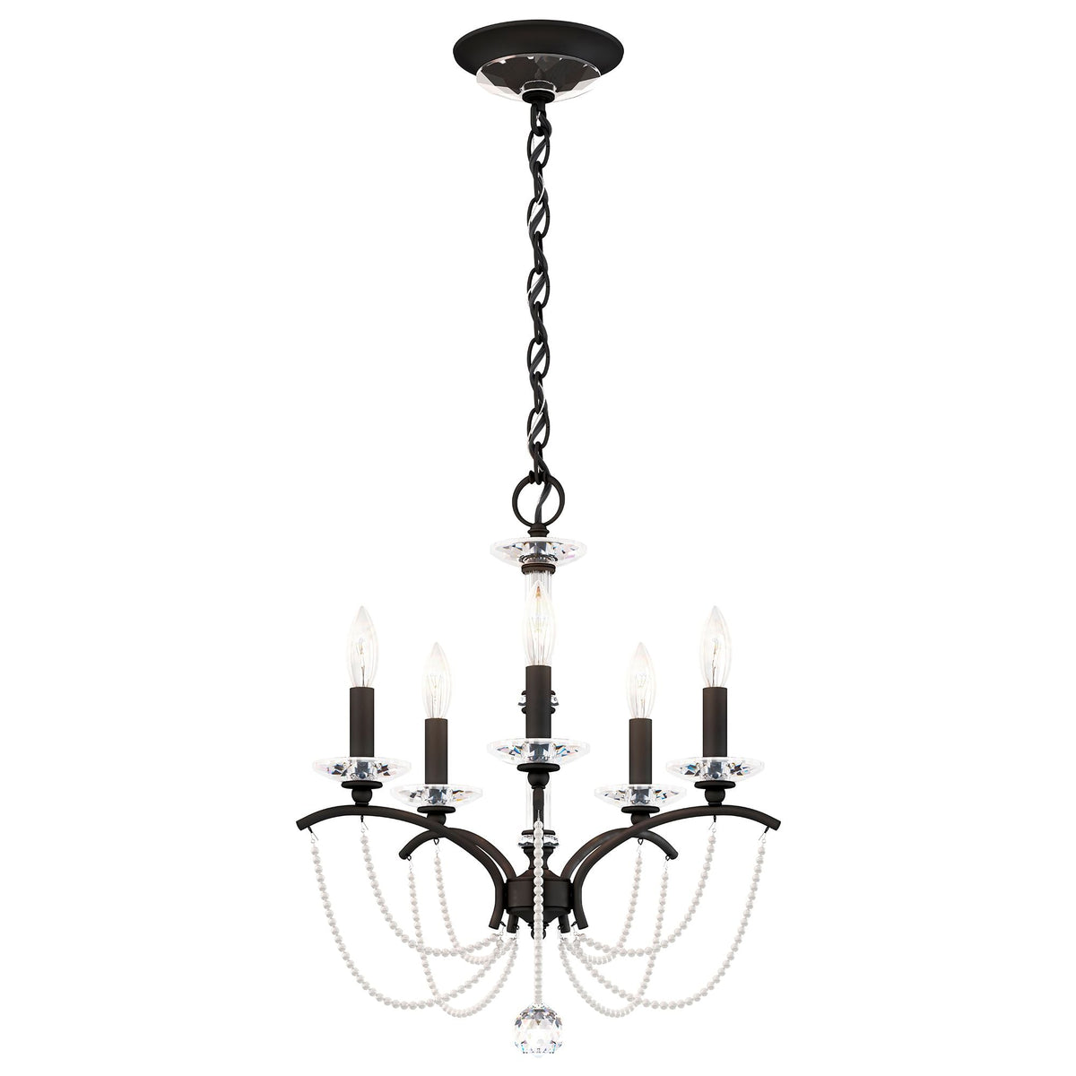 Priscilla 22"H x 18"W 5-Light Crystal Chandelier in Black
