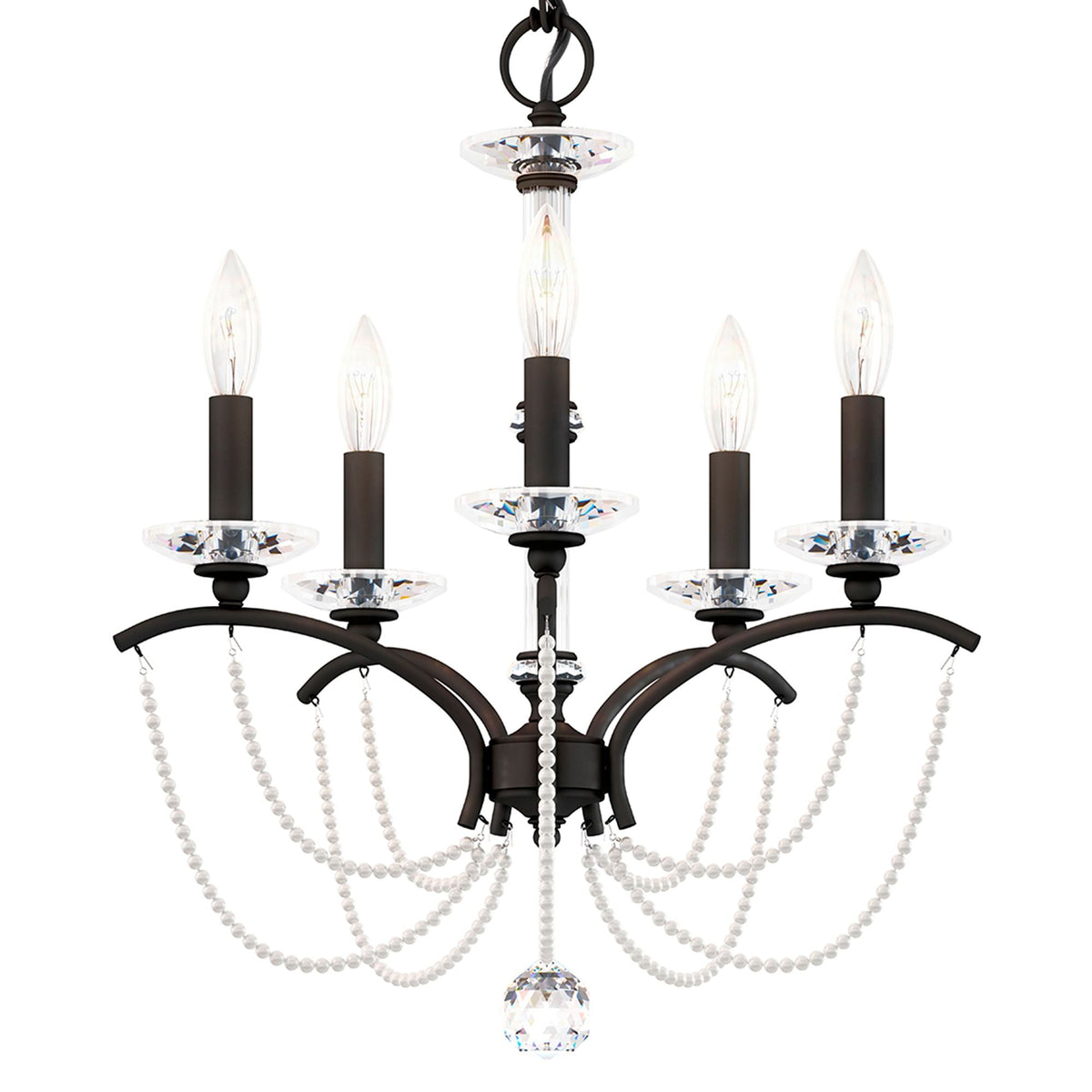 Priscilla 22"H x 18"W 5-Light Crystal Chandelier in Black