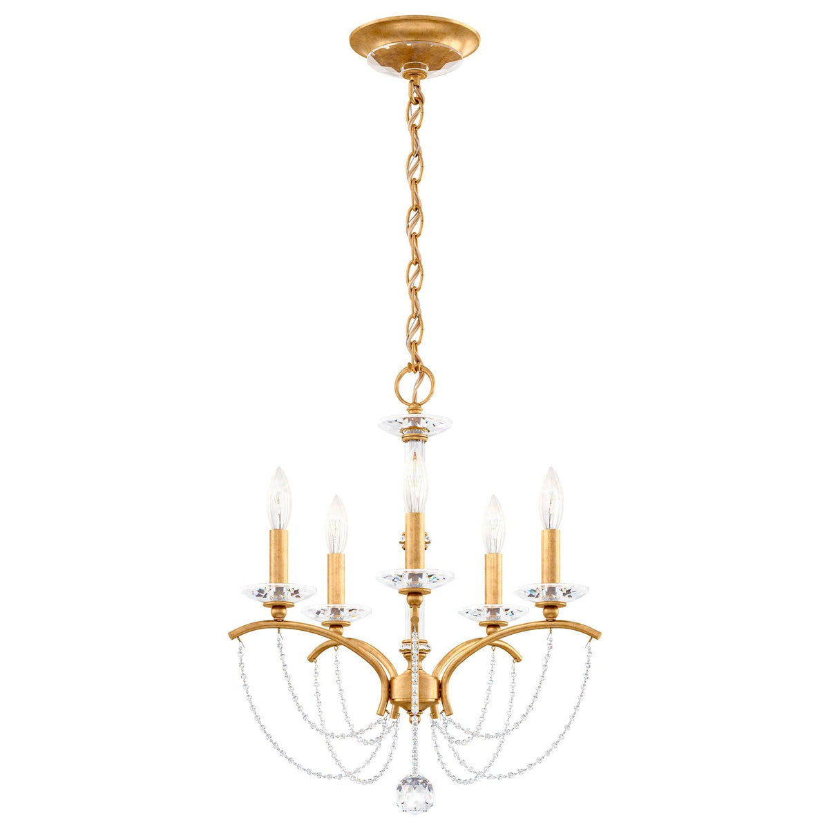 Priscilla 22"H x 18"W 5-Light Crystal Chandelier in Heirloom Gold