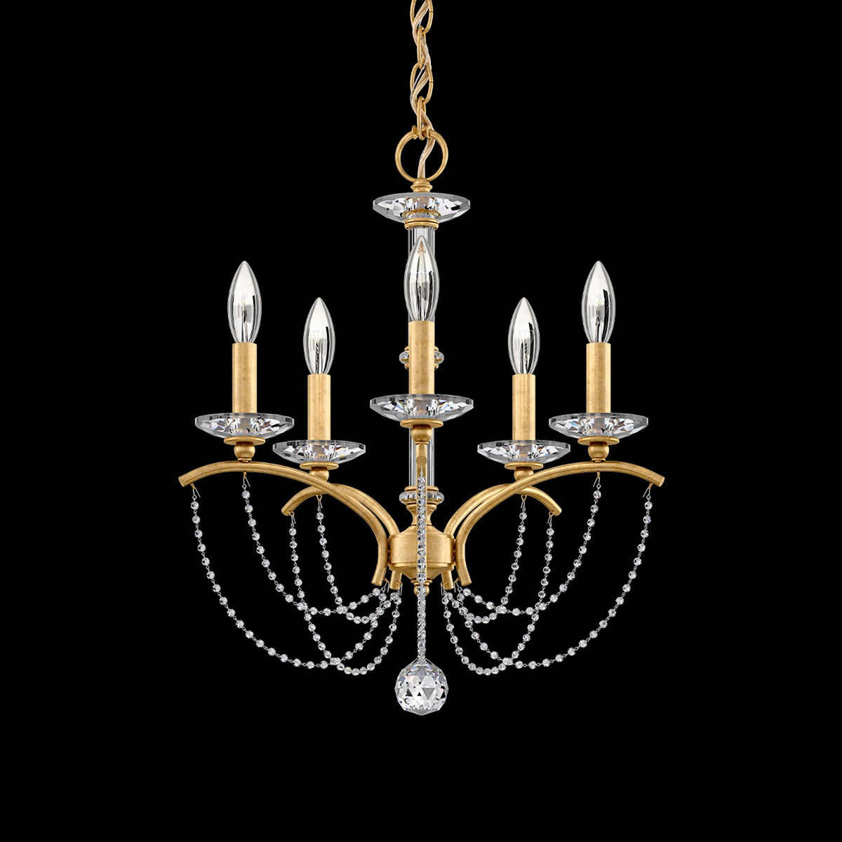 Priscilla 22"H x 18"W 5-Light Crystal Chandelier in Heirloom Gold