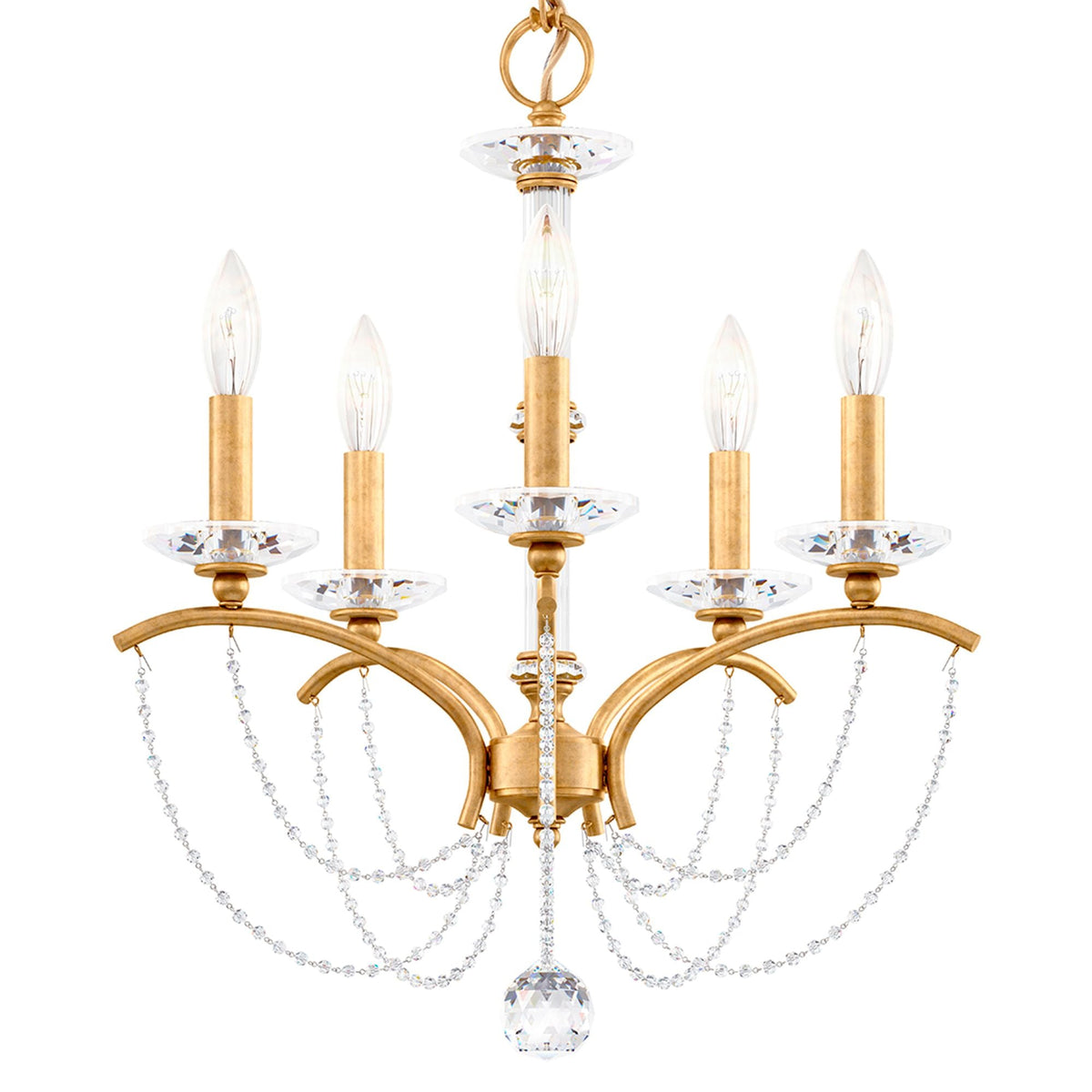Priscilla 22"H x 18"W 5-Light Crystal Chandelier in Heirloom Gold