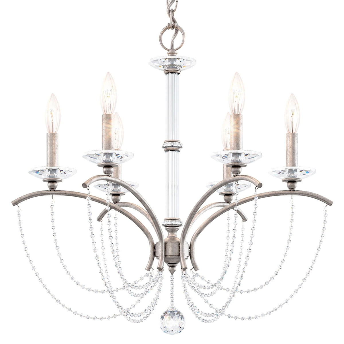 Priscilla 23.5"H x 23.5"W 6-Light Crystal Chandelier in Antique S
