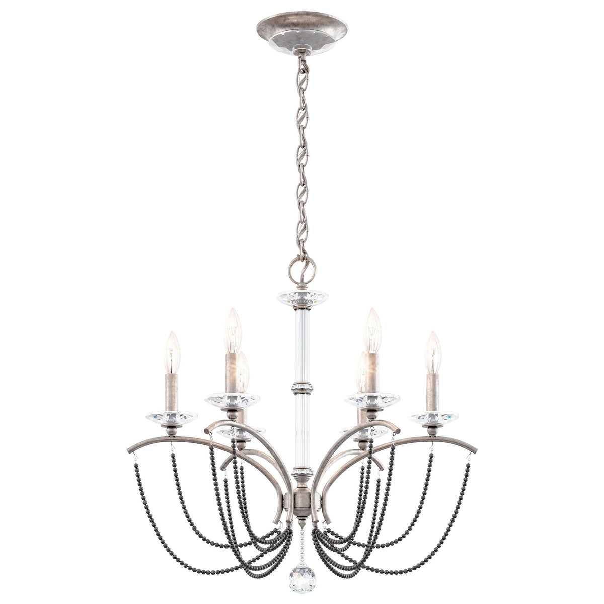 Priscilla 23.5"H x 23.5"W 6-Light Crystal Chandelier in Antique S