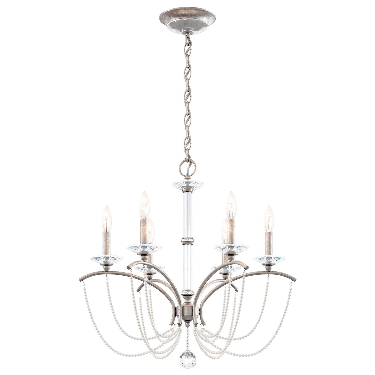 Priscilla 23.5"H x 23.5"W 6-Light Crystal Chandelier in Antique S