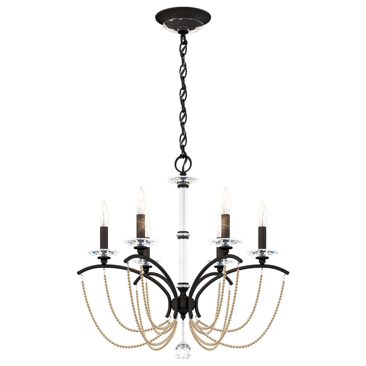 Priscilla 23.5"H x 23.5"W 6-Light Crystal Chandelier in Black