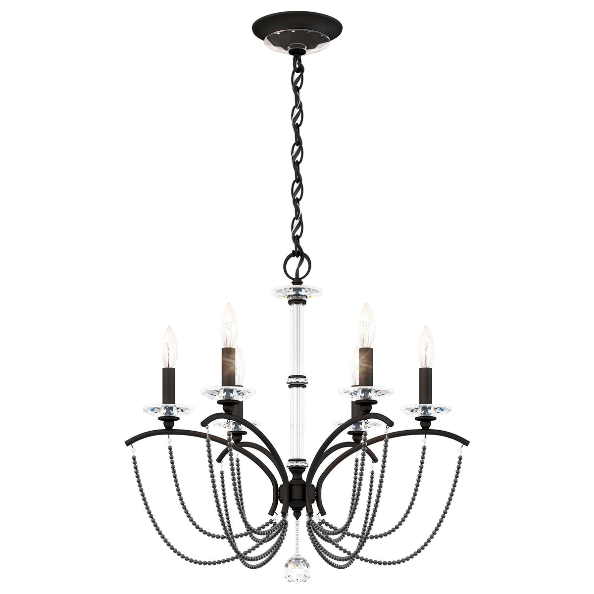 Priscilla 23.5"H x 23.5"W 6-Light Crystal Chandelier in Black