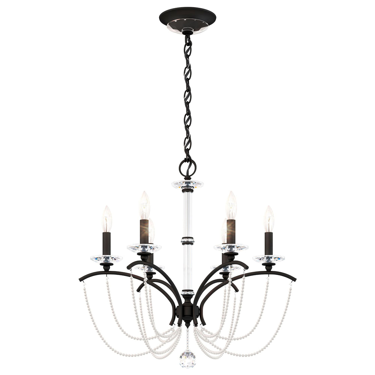 Priscilla 23.5"H x 23.5"W 6-Light Crystal Chandelier in Black