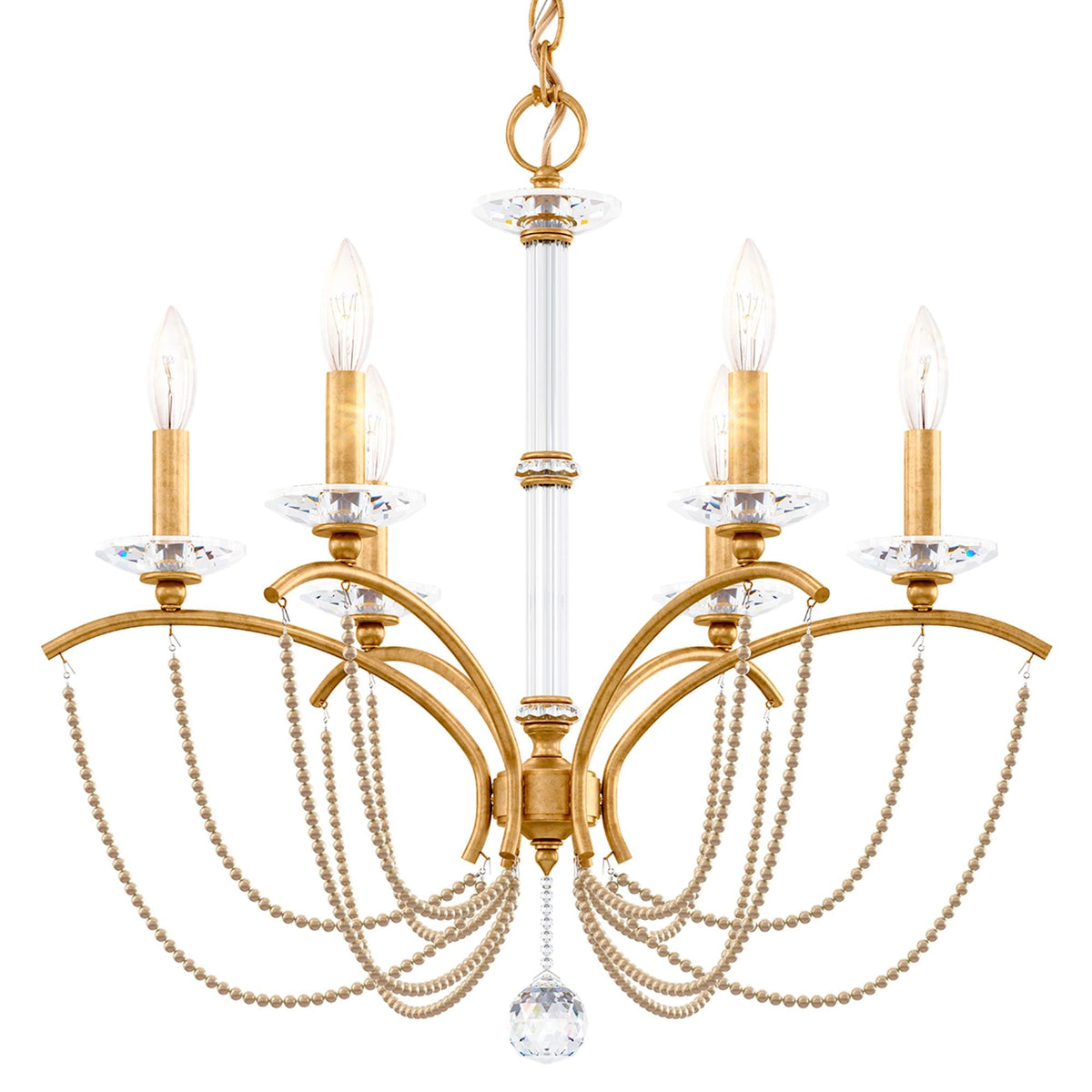 Priscilla 23.5"H x 23.5"W 6-Light Crystal Chandelier in Heirloom