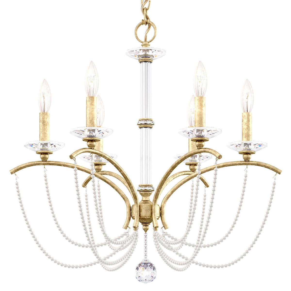 Priscilla 23.5"H x 23.5"W 6-Light Crystal Chandelier in Heirloom