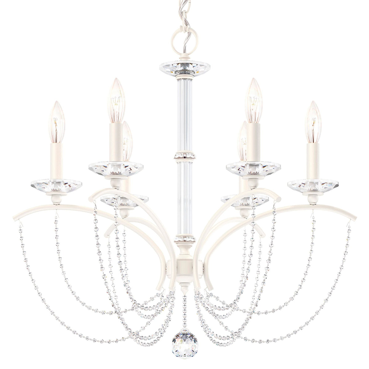 Priscilla 23.5"H x 23.5"W 6-Light Crystal Chandelier in White