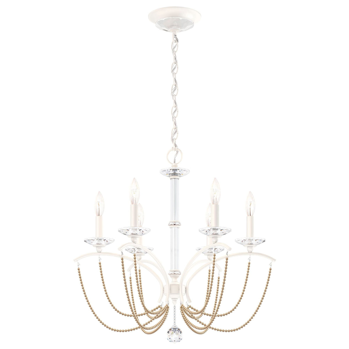 Priscilla 23.5"H x 23.5"W 6-Light Crystal Chandelier in White