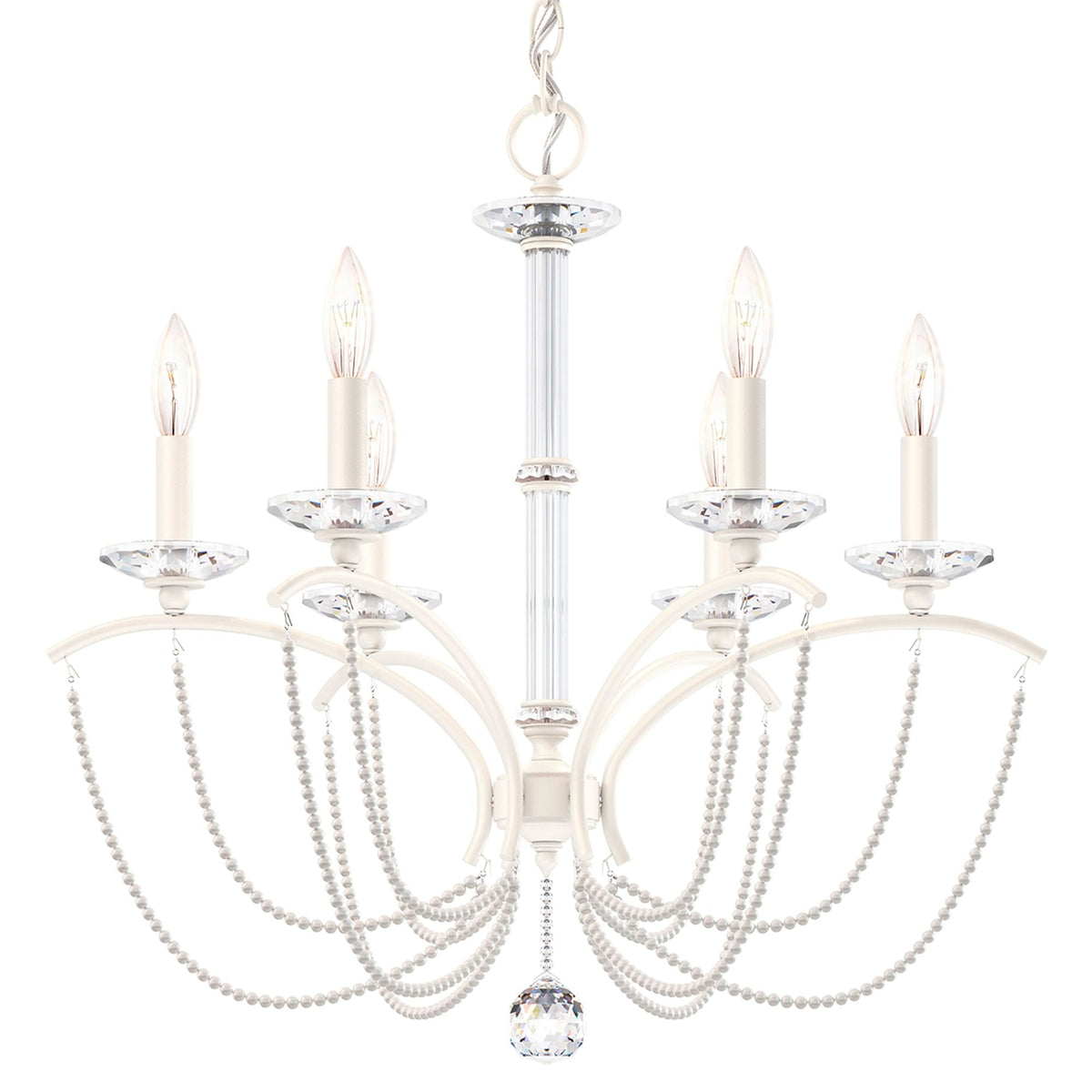 Priscilla 23.5"H x 23.5"W 6-Light Crystal Chandelier in White