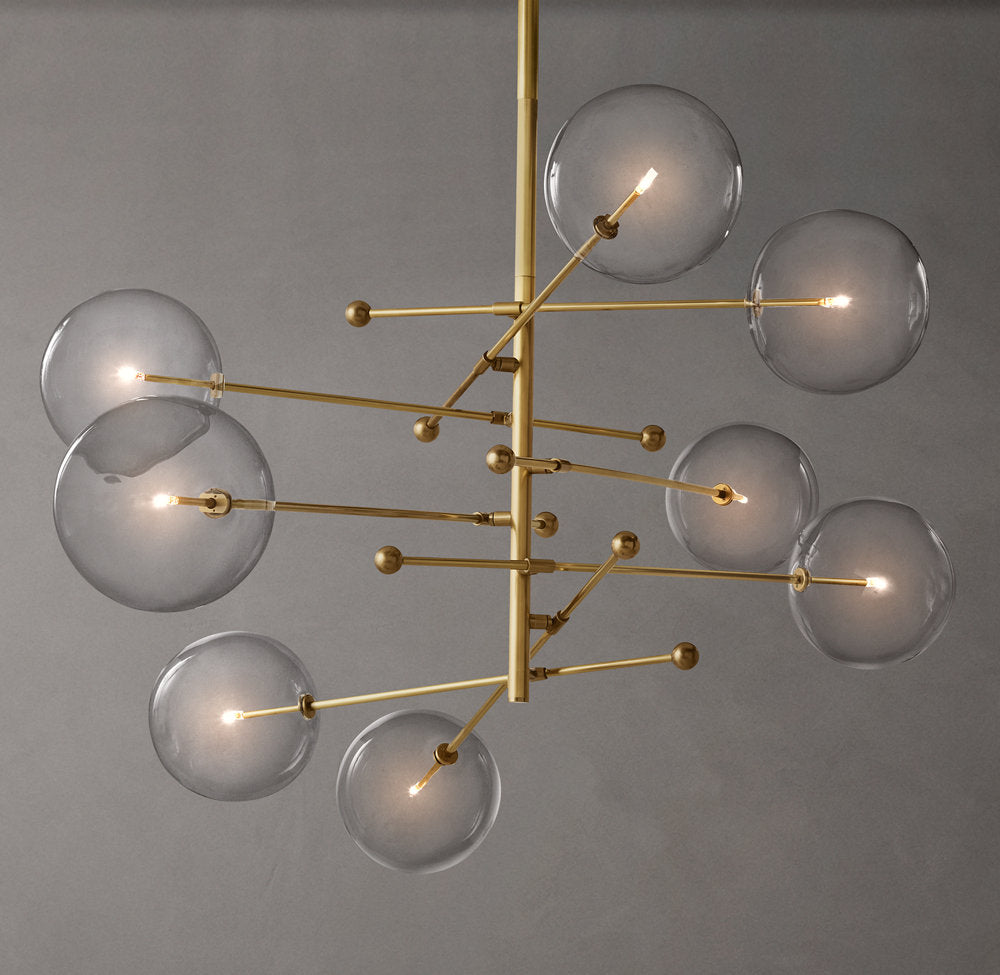 Glass Globe Mobile Eight-Arm Chandelier 79"