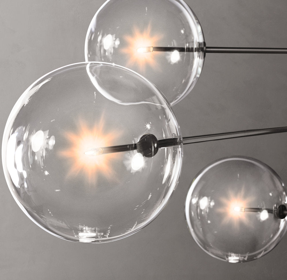 Glass Globe Mobile Eight-Arm Chandelier 79"