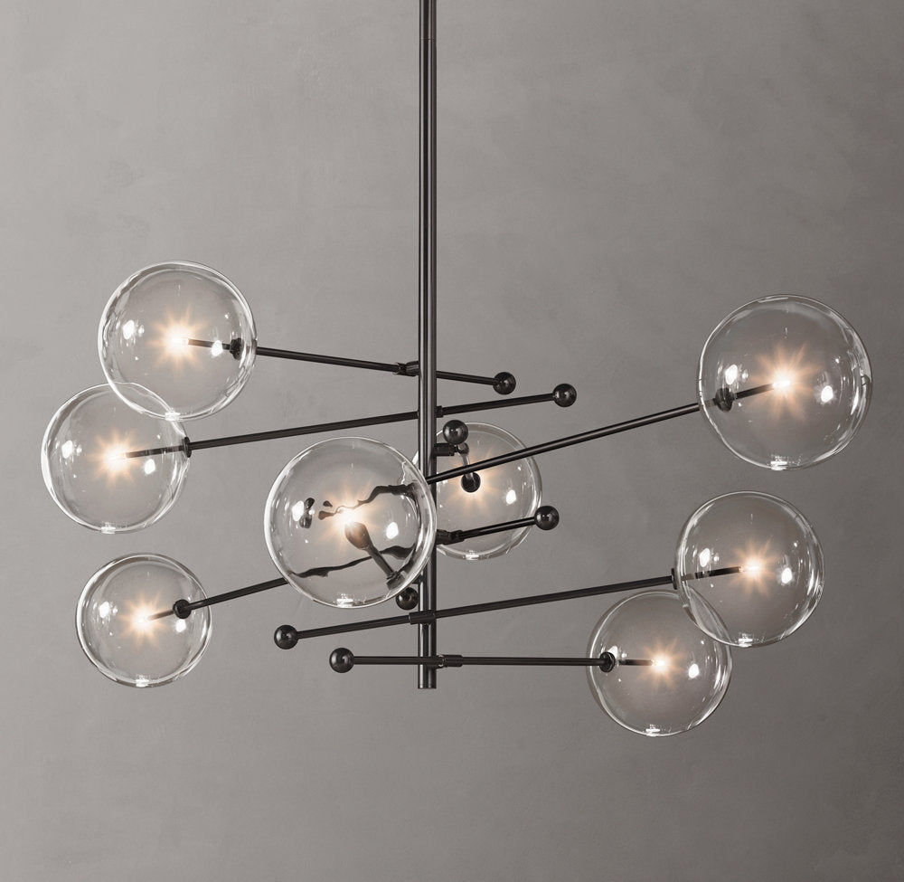 Glass Globe Mobile Eight-Arm Chandelier 79"