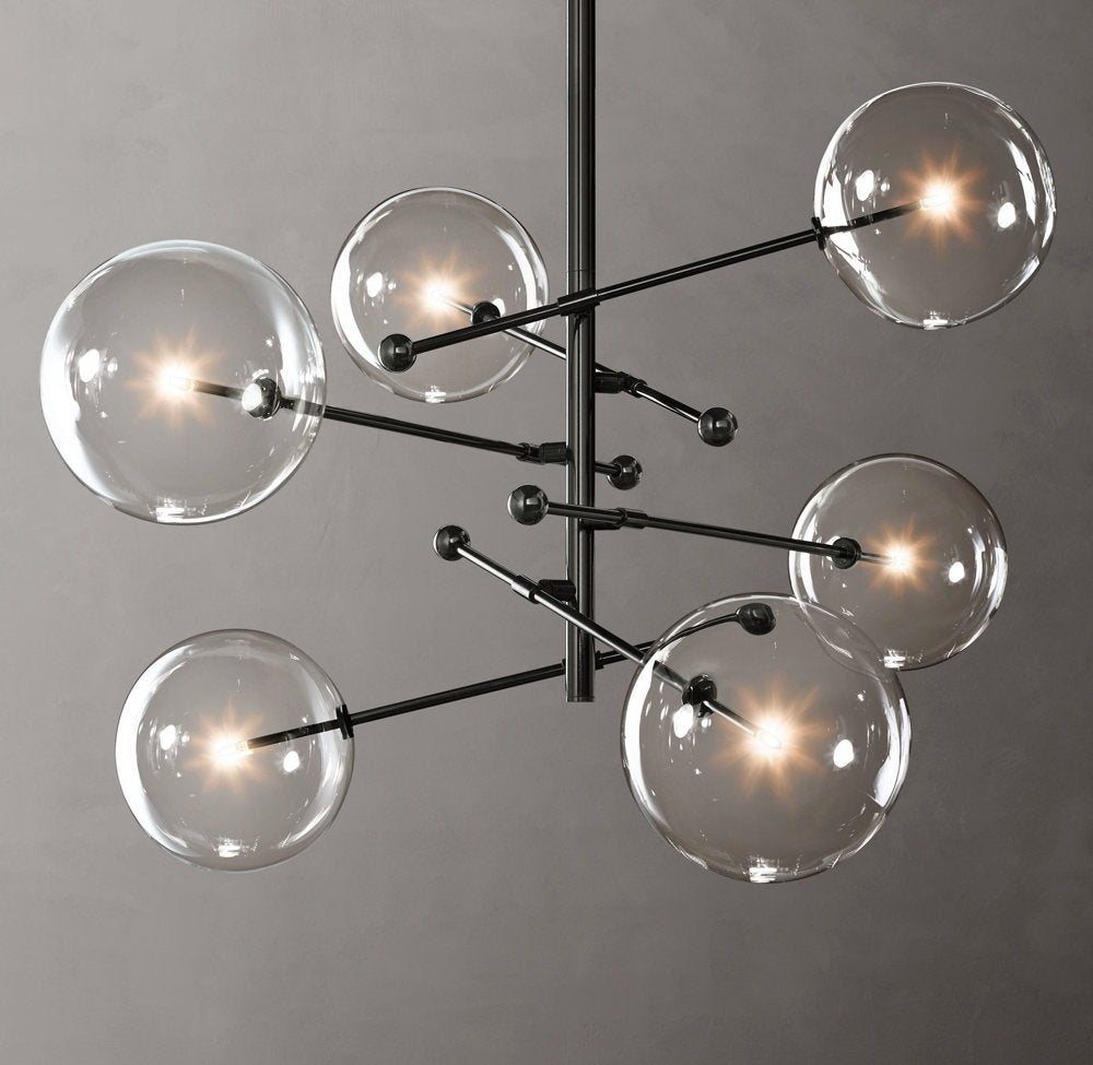 Glass Globe Mobile Six-Arm Chandelier 55"