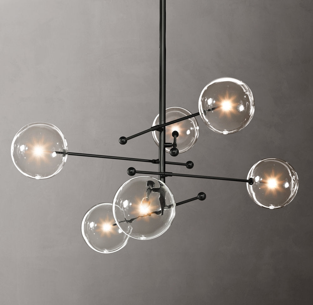 Glass Globe Mobile Six-Arm Chandelier 55"