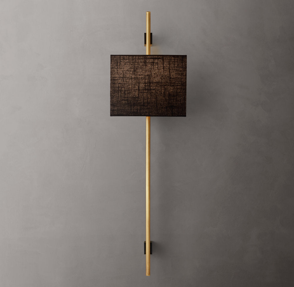 Vela Round Bar Sconce - Rectangular Shade