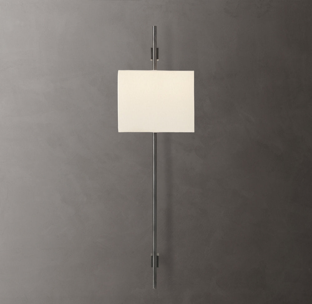 Vela Round Bar Sconce - Rectangular Shade
