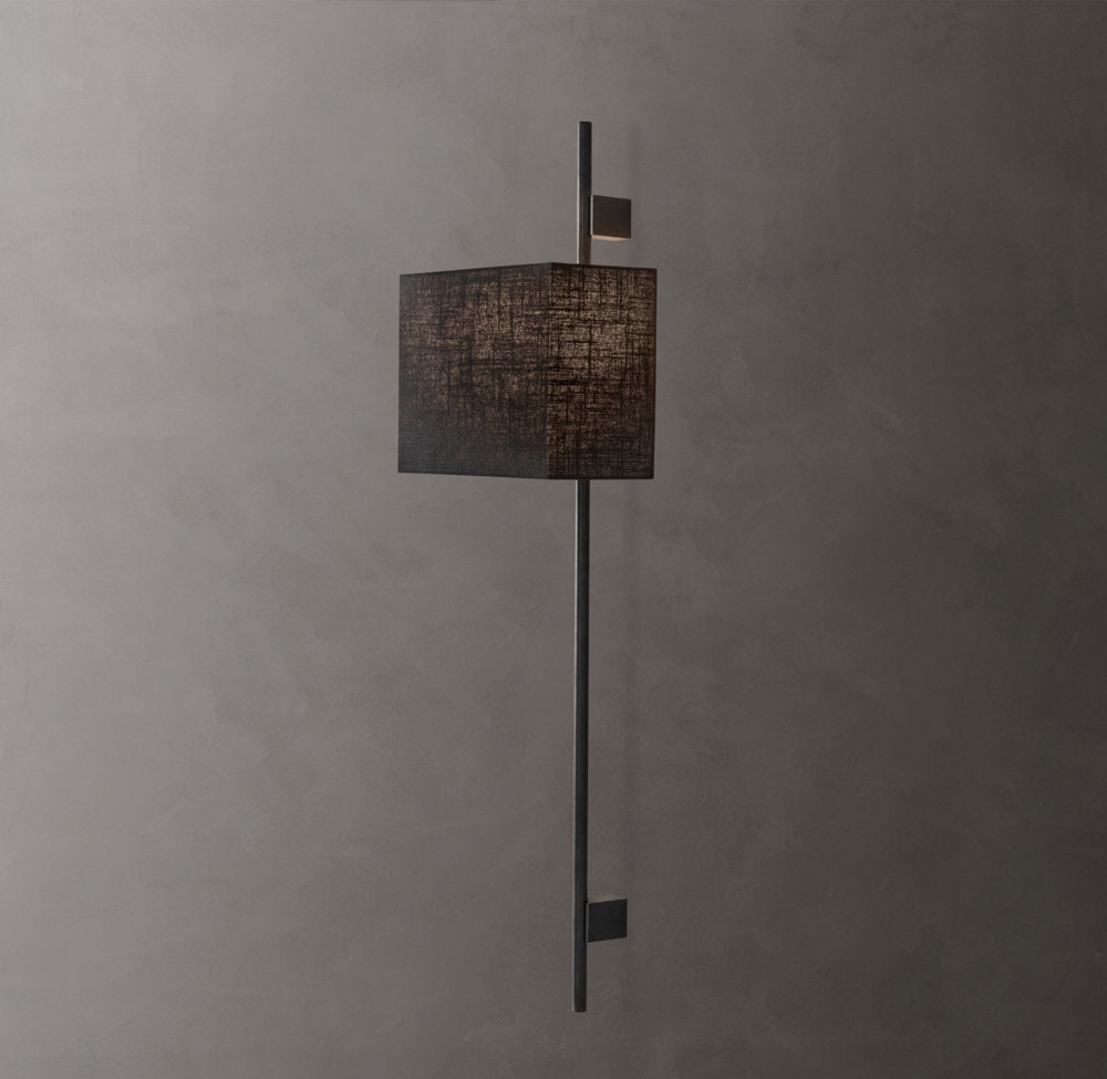 Vela Round Bar Sconce - Rectangular Shade