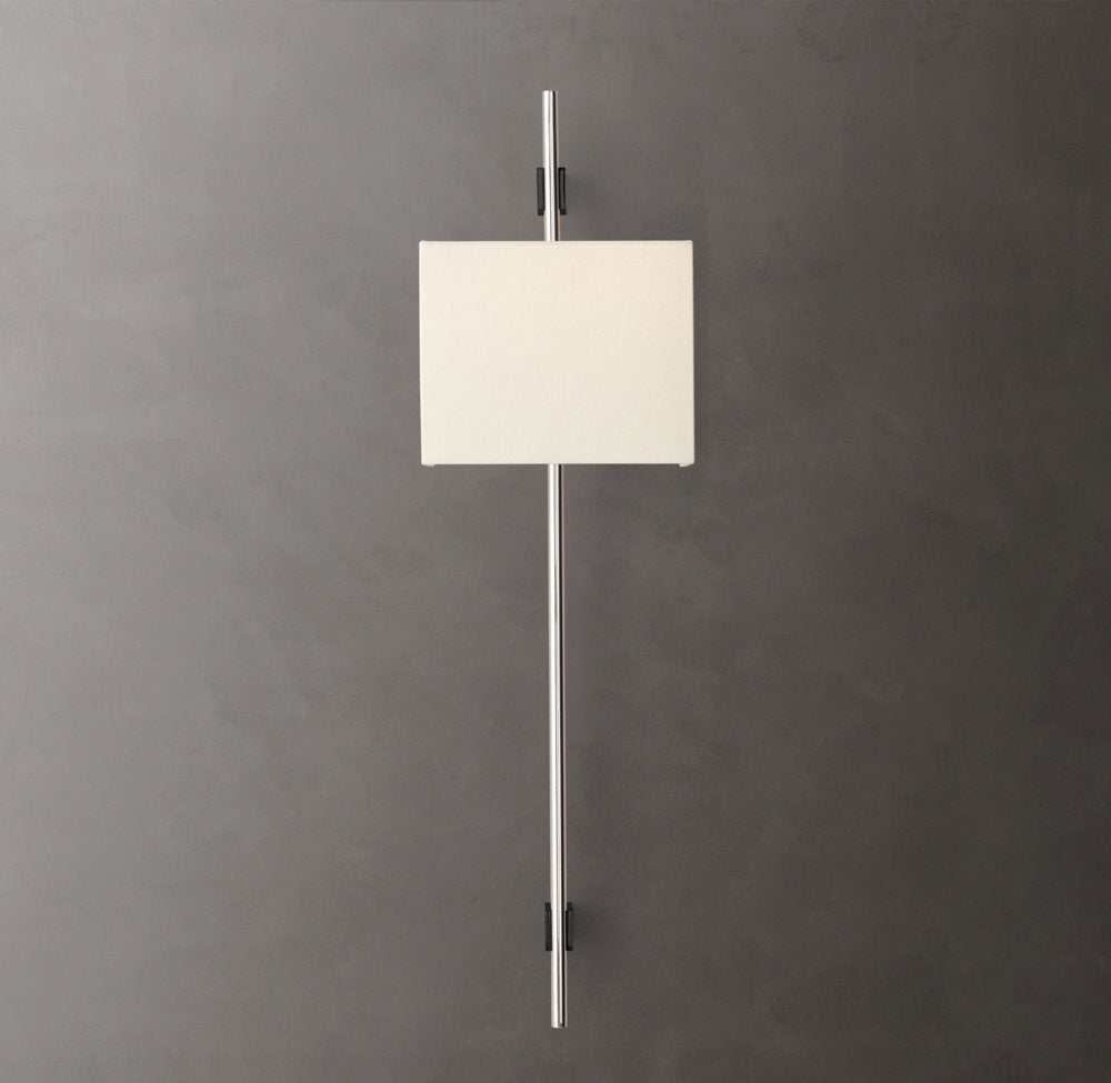 Vela Round Bar Sconce - Rectangular Shade