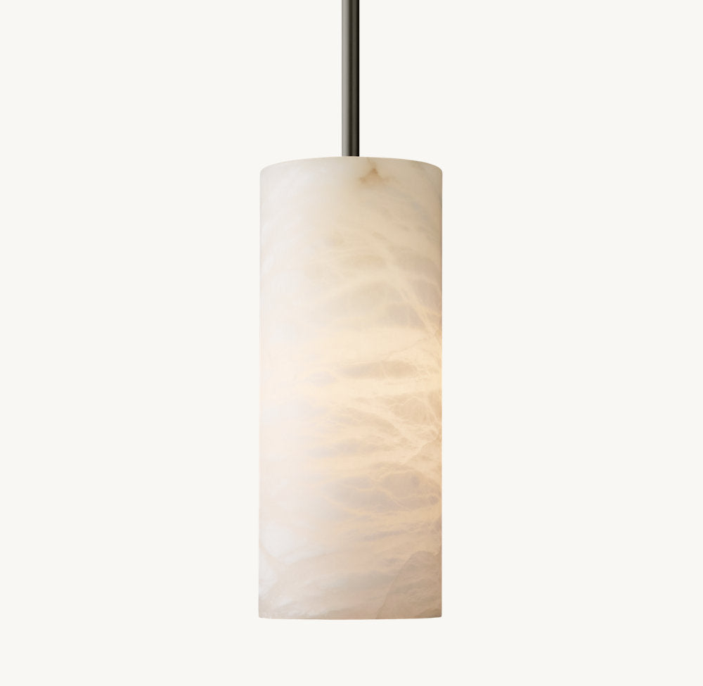 Hand-Carved Alabaster Cylinder Pendant