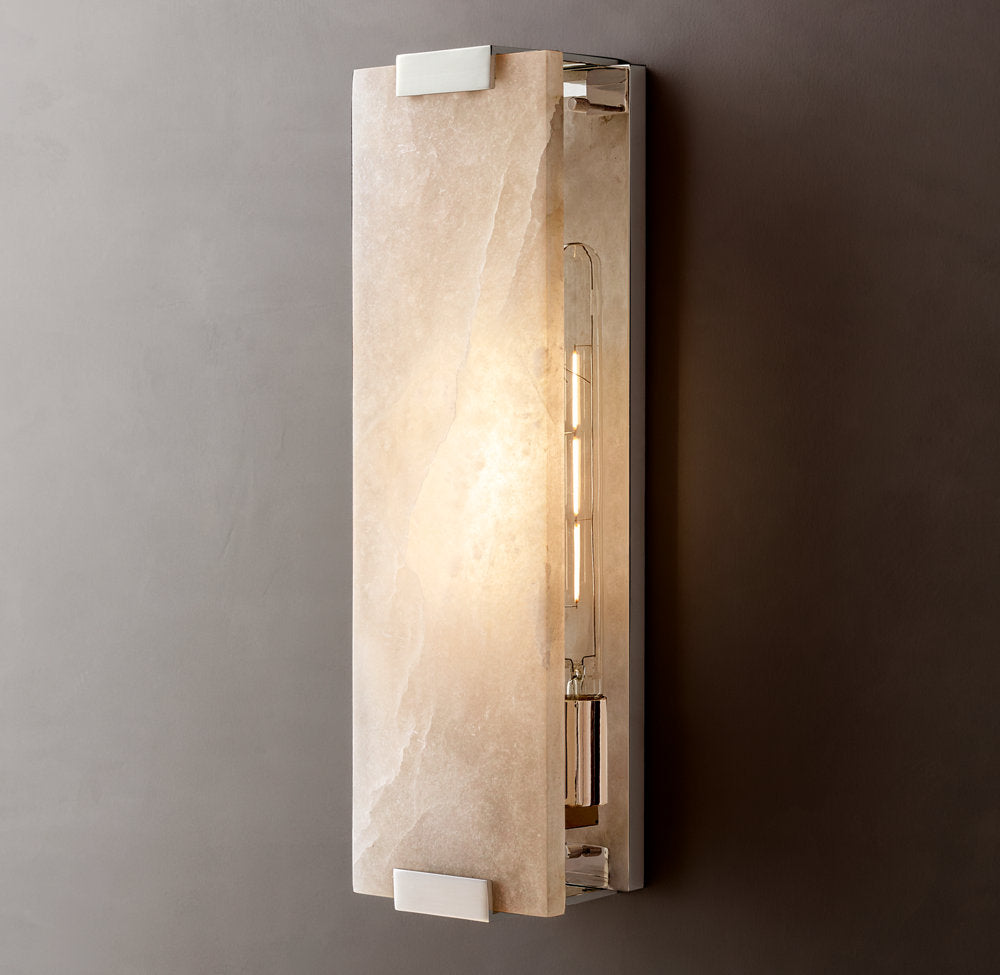 Hand-Carved Alabaster Grand Sconce