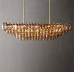 Chiara Smoke Glass Tiered Rectangular Chandelier 54"