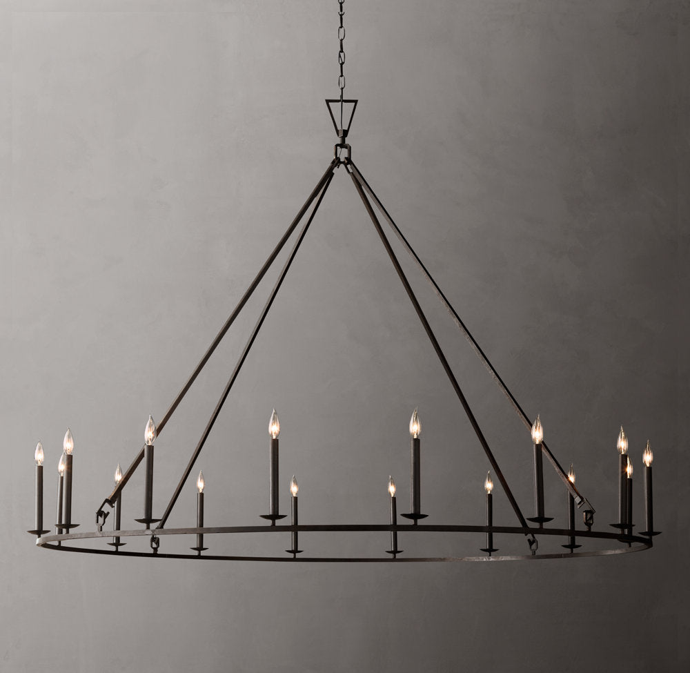 19TH C. ENGLISH OPENWORK ROUND CHANDELIER 72"