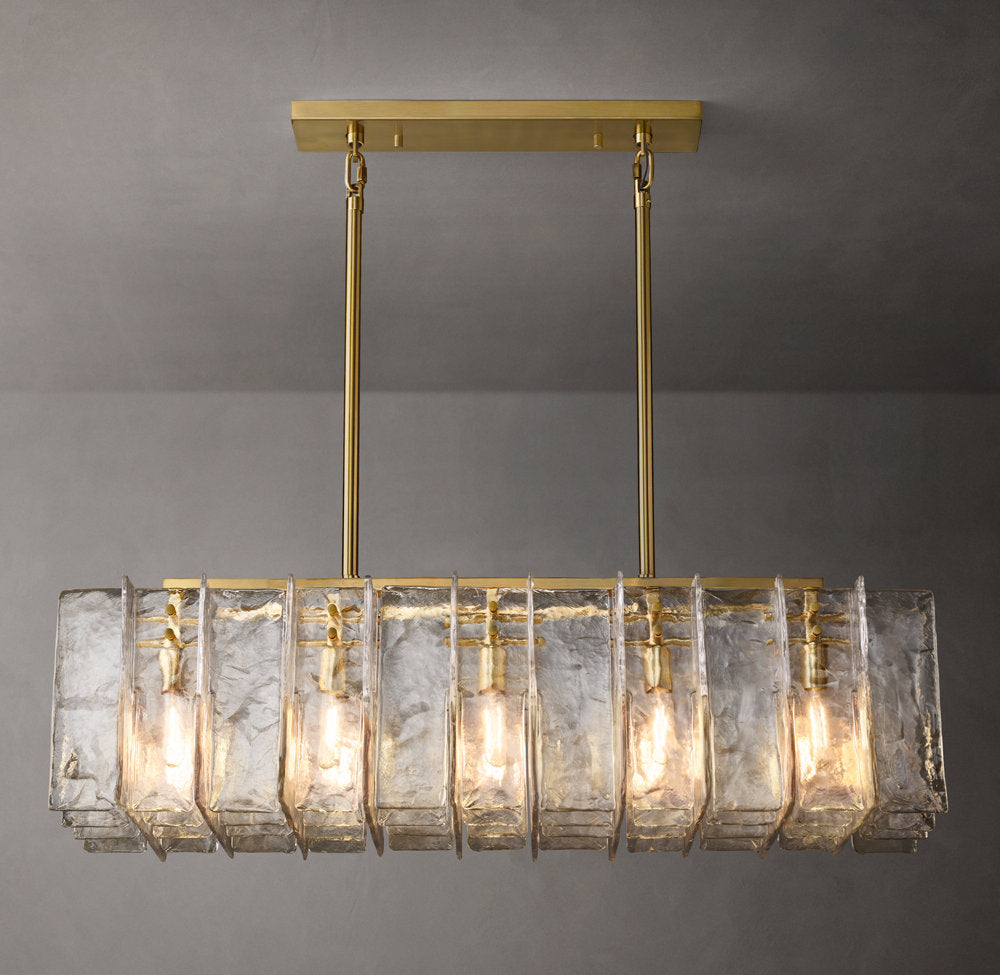 Lattice Clear Glass Rectangular Chandelier 49"